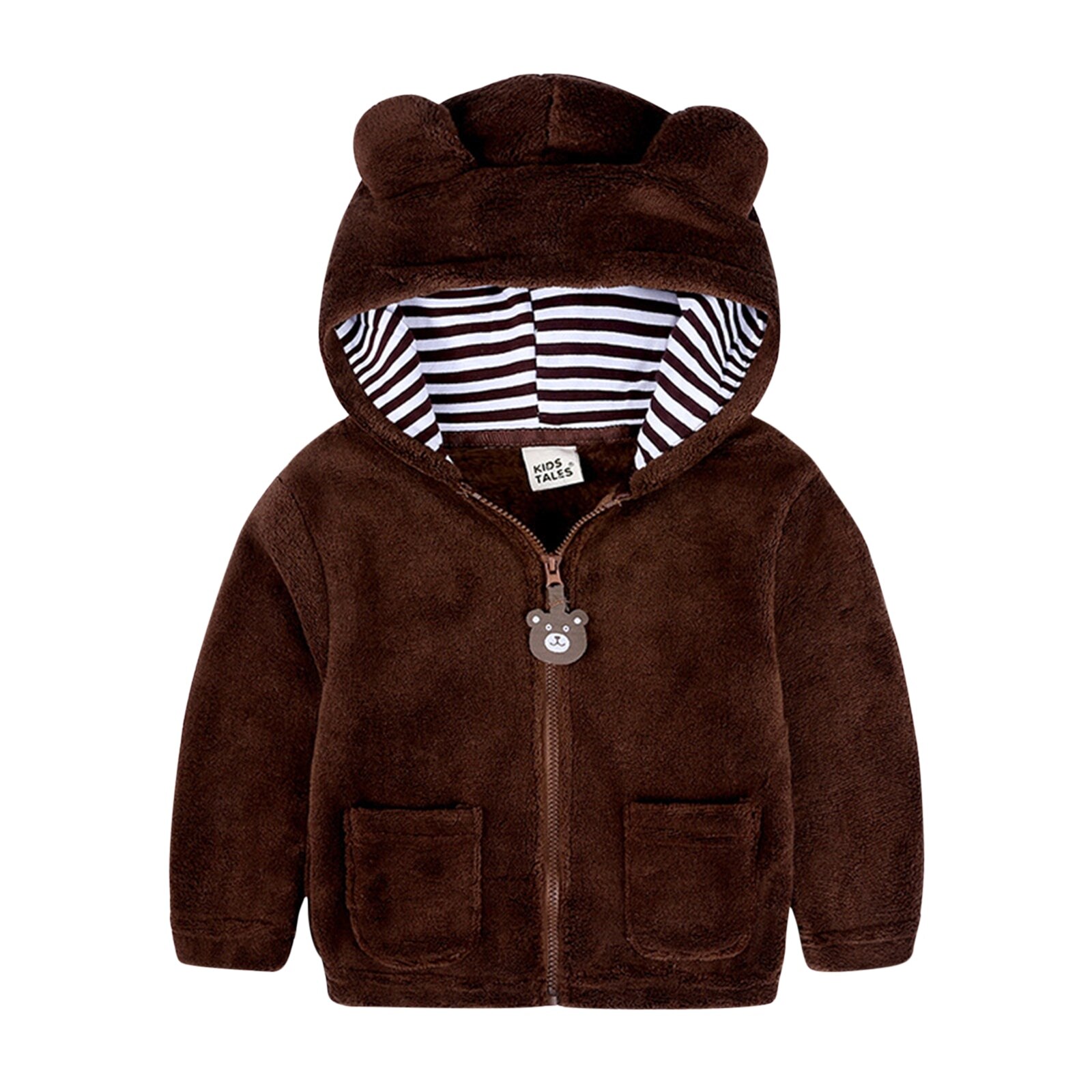 Baby Meisjes Jas Kids Jongens Mode Jassen Kunstmatige Bont Warm Hooded Herfst Winter Meisjes Baby Kleding Kinderen Jas: brown / 24