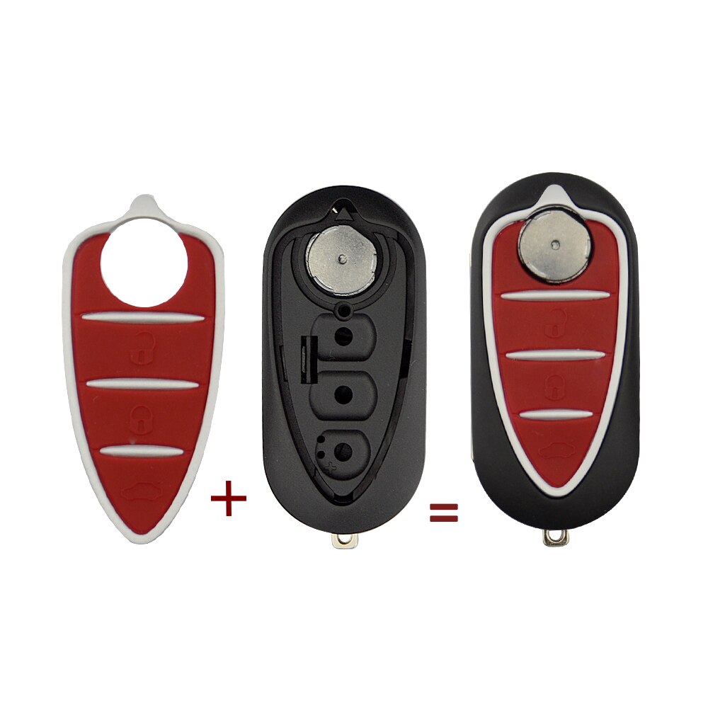 Okeytech 3 Knoppen Flip Vouwen Afstandsbediening Autosleutel Shell Voor Alfa Romeo Mito Giulietta159 Gta Vervangende Auto Sleutel Cover Ongesneden blade: Red