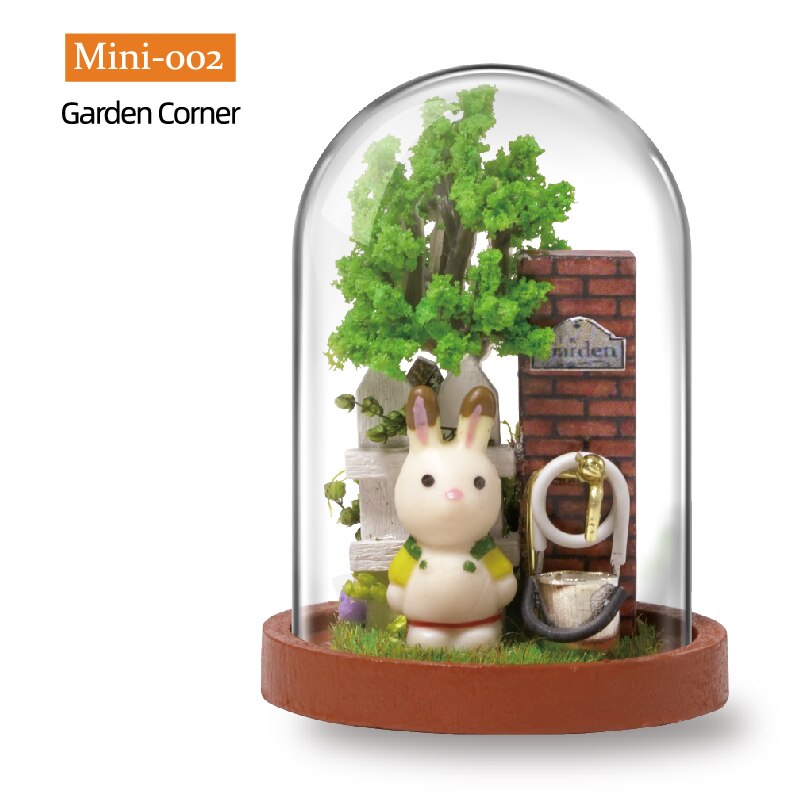 in miniatura FAI DA TE Casa di Legno Modello di Casa Delle Bambole kit con Il sacchetto di Polvere Copertura coniglietto Bambola Carino per I Bambini Regalo Di Natale Regalo Di Compleanno: Garden Corner
