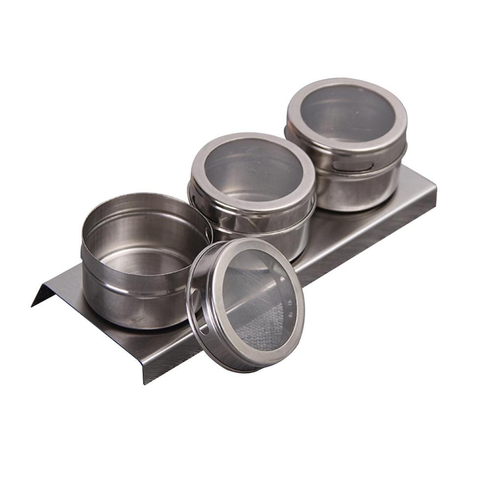 Magnetic Spice Jar Set Stainless Steel Spice Tins Spice Storage Container Pepper Seasoning Sprays Tools Spice Jar: 3pcs set