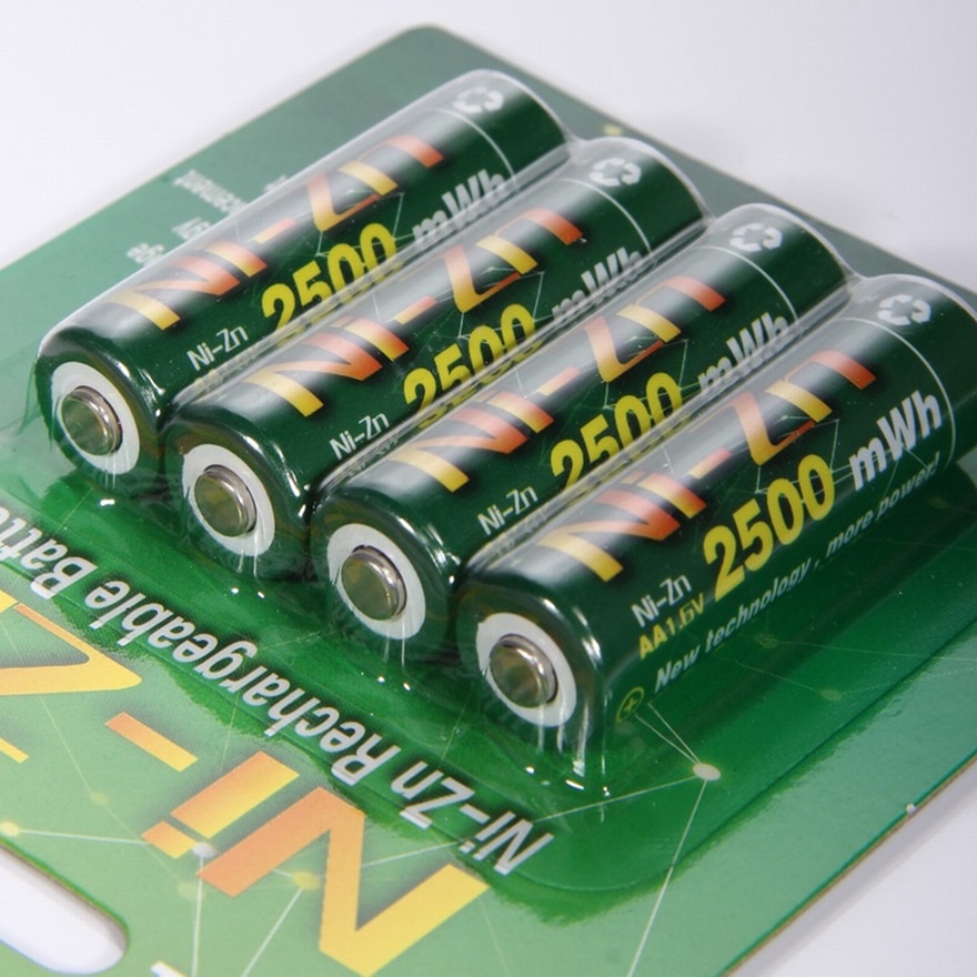 4 STKS nikkel-zink 2500mWh 1.6 V Aa-batterij Oplaadbare Batterij