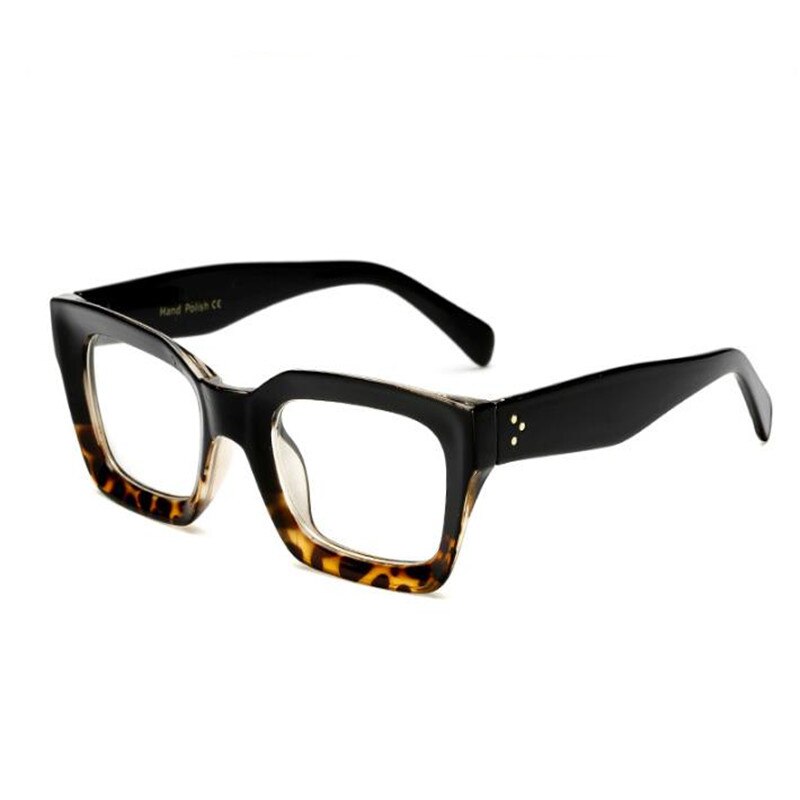 Klassiske overdimensionerede firkantede briller mænd kvinder personlighedsbriller sorte leopard damer mandlige briller: Leopard