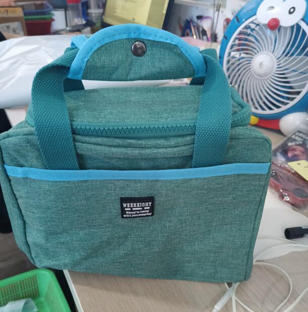 Women Men Large Thermal Dinner Box Food Case Bags Waterproof Insulated Lunch Bags Oxford Travel Tote Necessary Picnic Pouch: green