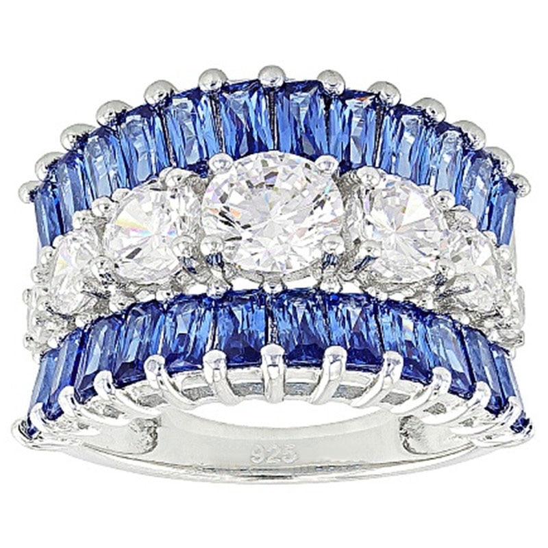 Huitan lindo anel feminino para casamento noivado jóias brilho geométrico branco & azul pedra elegante senhora presente de alta qualidade anel: 10
