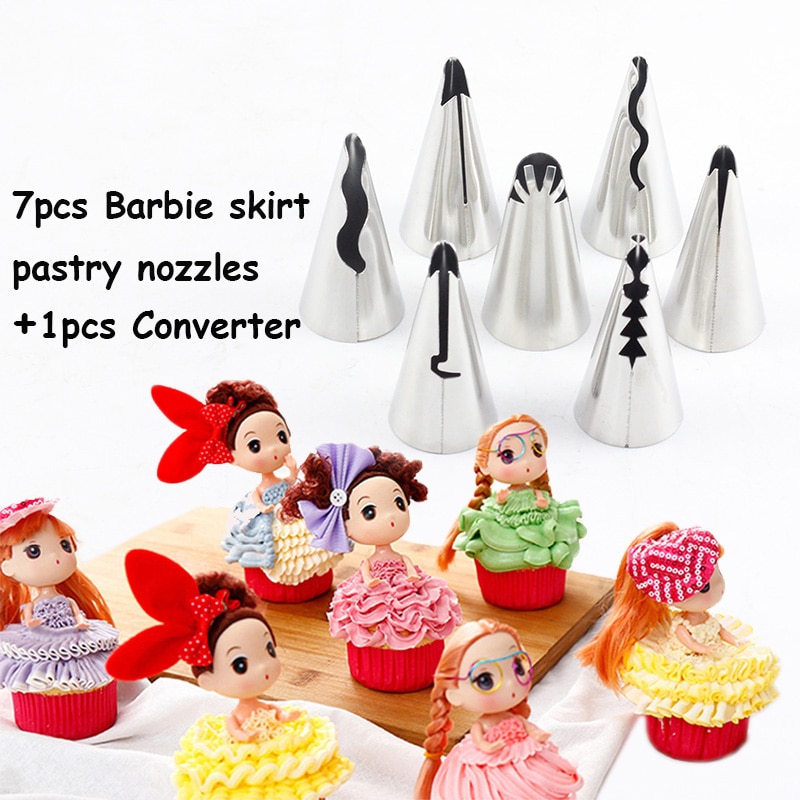7 Stks/set Baby Jurk Nozzles Rvs Icing Piping Nozzles Tips Gebak Tips Wedding Cake Decorating Pastry Fondant Gereedschap