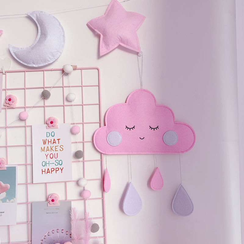 INS Baby Room Decor Kids Bedroom Clouds Hanging Ornaments Newborn Bumpers in the Crib Water Droplets Room Additions Decoration