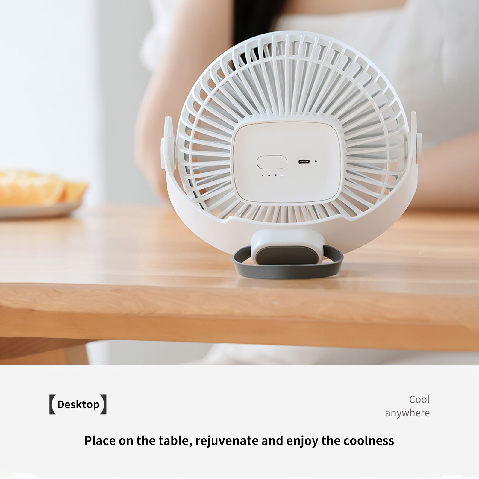 USB Table Fan Mini Durable Fan Quiet Desk Fan Adjustable Angle Rechargeable Small Fan 4 Speed For Desktop Office Study Indoor