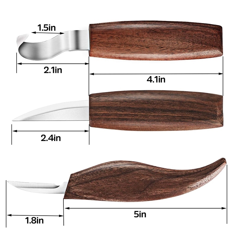 7 stk sæt sort valnød træudskæring værktøjssæt, rustfrit stål træudskæringsværktøjssæt til begyndere