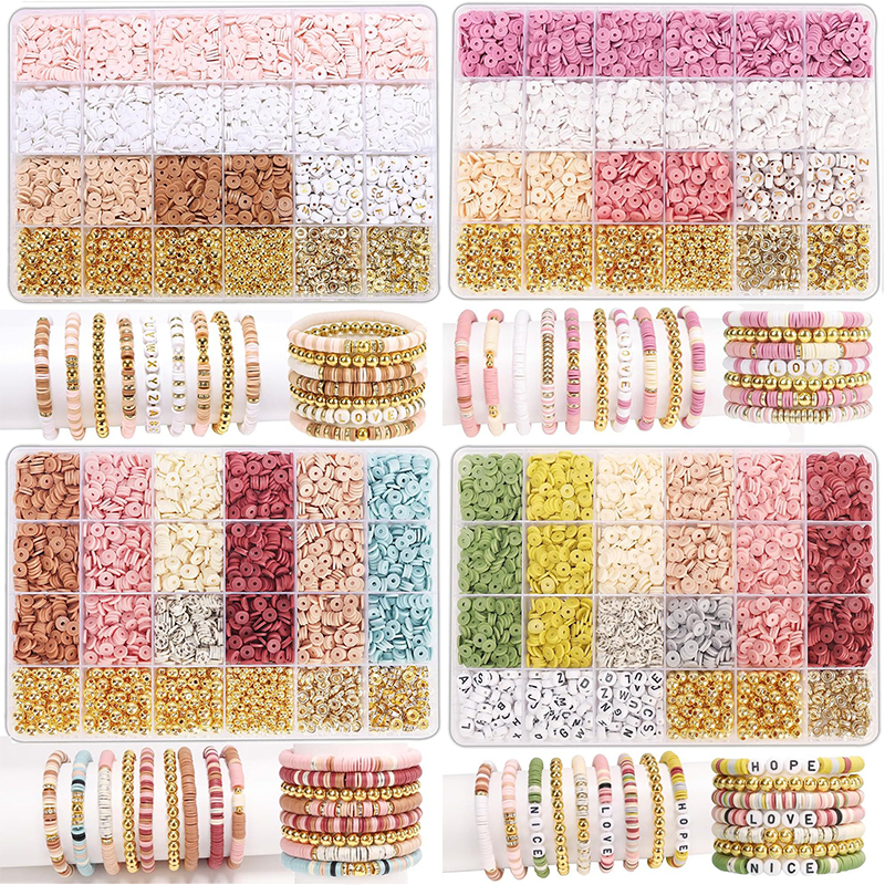 Kit de fabrication de bracelets en perles d'argile, Style bricolage, Kit de perles d'amitié avec lettres dorées pour la fabrication de bijoux, d'anniversaire pour femmes et adolescentes