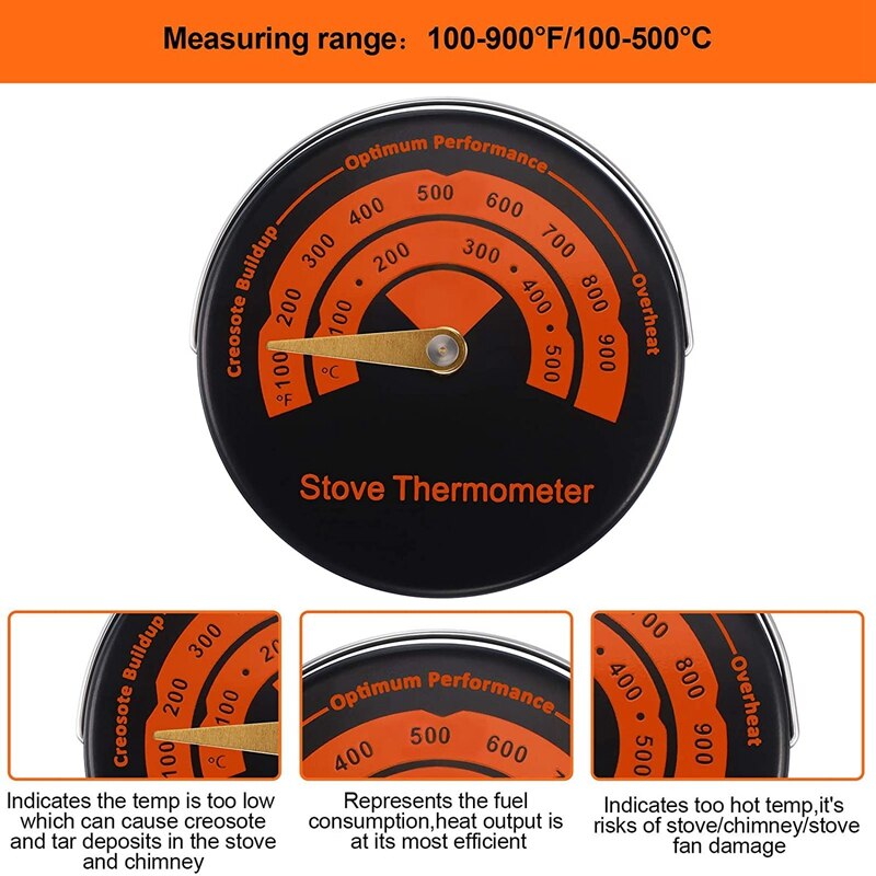 Magnetische Kachel Thermometer Hout Brander Top Thermometer Kachel Temperatuur Meter Kachel Rookkanaal Thermometer