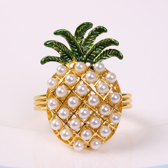 Lemon Grape Pumpkin Green Leaf Fruit Napkin Buckle Napkin Ring Wedding Napkin Buckle Dinner Party Wedding Hotel Home Decor: Pineapple