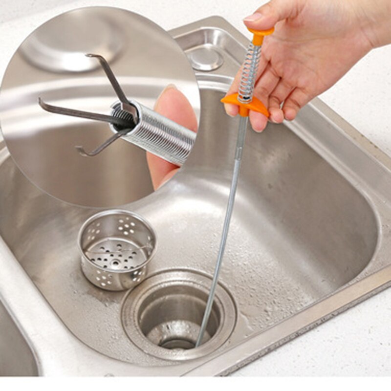 Portable Drain Sewer Snake Cleaning Auger Drain Clog Wire Cable Cleaner Tool 60CM Sewer Cleaning Tool Easy Bending Slender