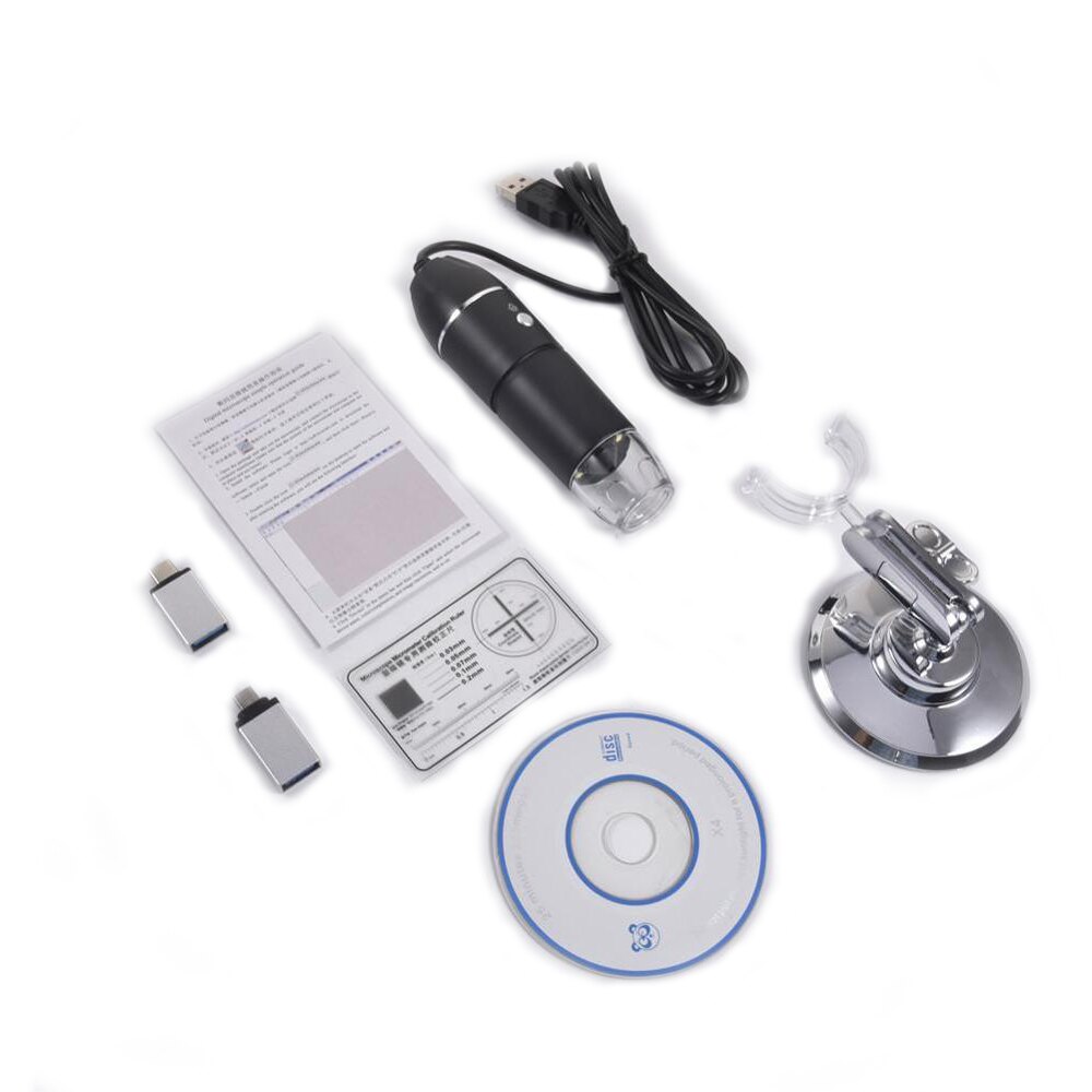 3 in 1 1600X 8 LED Digital 2MP HD Soldering Microscope Magnifier Video Camera with Stand for Soldering Instrument