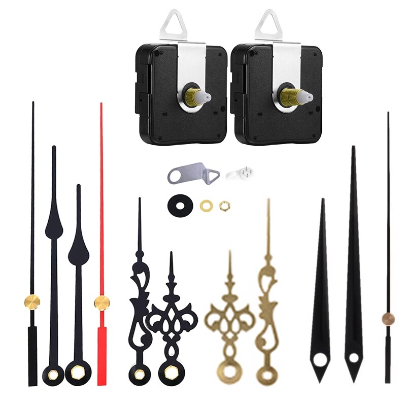 2Pcs Silent Quartz Clock Motor Kit Movement Mechanism with 4 Pairs of Hands DIY Clock Parts Repair Replacement CNIM