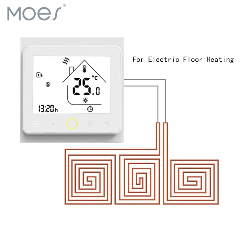 Electric Underfloor Heating Thermostat Temperature Controller LCD Touch Screen Backlight Warm Floor 16A Weekly Programmable