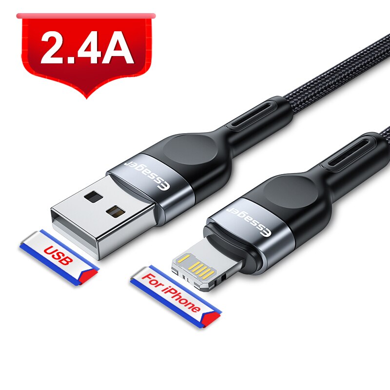 Essager USB C Kabel Für iPhone 12 11 Profi Max Xs PD 20W Schnelle Ladung USB Typ C Für iPhone iPad Ladegerät Daten Kabel Draht Kabel 2M: 2.4A grau Schwarz / 2M