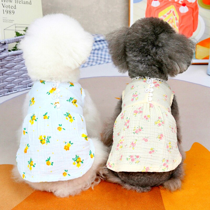 Vestido para perro, prenda para cachorro, vestido de princesa para Chihuahua, ropa con estampado de flores, falda pequeña Floral para perro