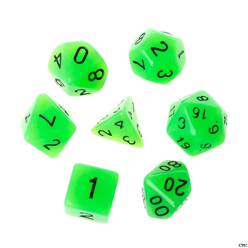 7 pcs multilateral 15mm Transparent Cube Round Corner Portable Table Playing: Green