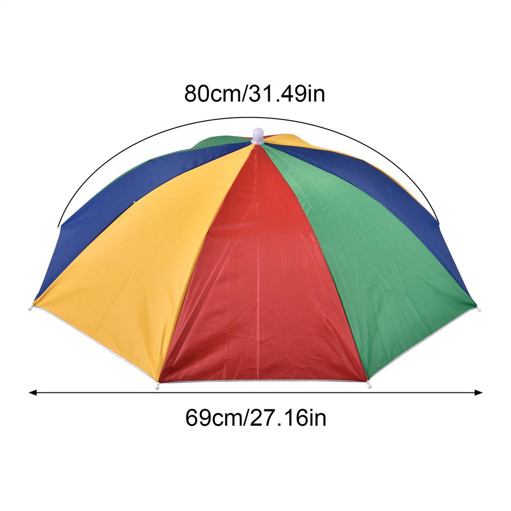 Handsfree UV-beschermende parapluhoed, elastische compacte hoofdbedekking, UV- en regenbescherming, op het hoofd te dragen paraplu voor vissen, golfen: WIT