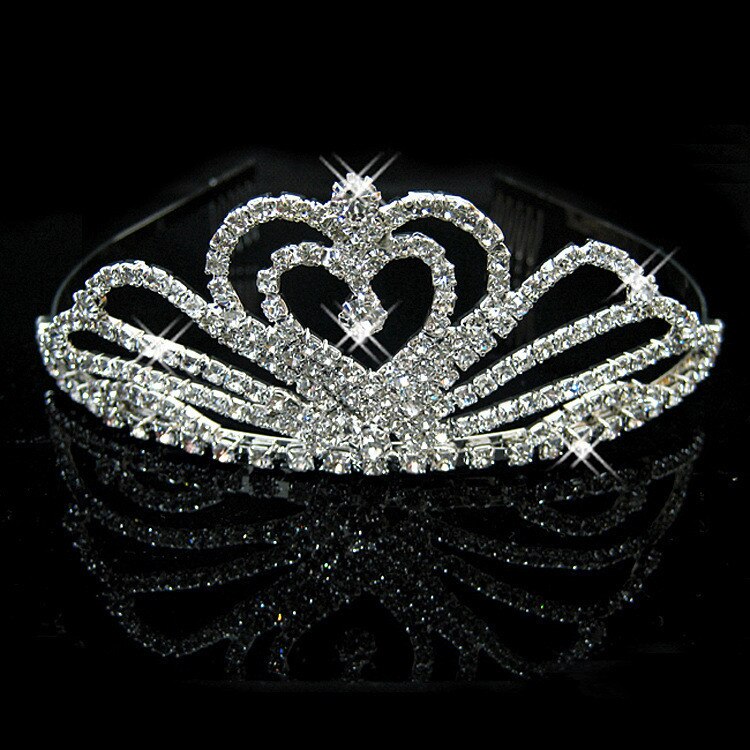 Pearl Inlaid Crowns Tiaras Bridal Wedding Jewelry Accessories Princess Birthday rhinestone Crystal Tiara: 9