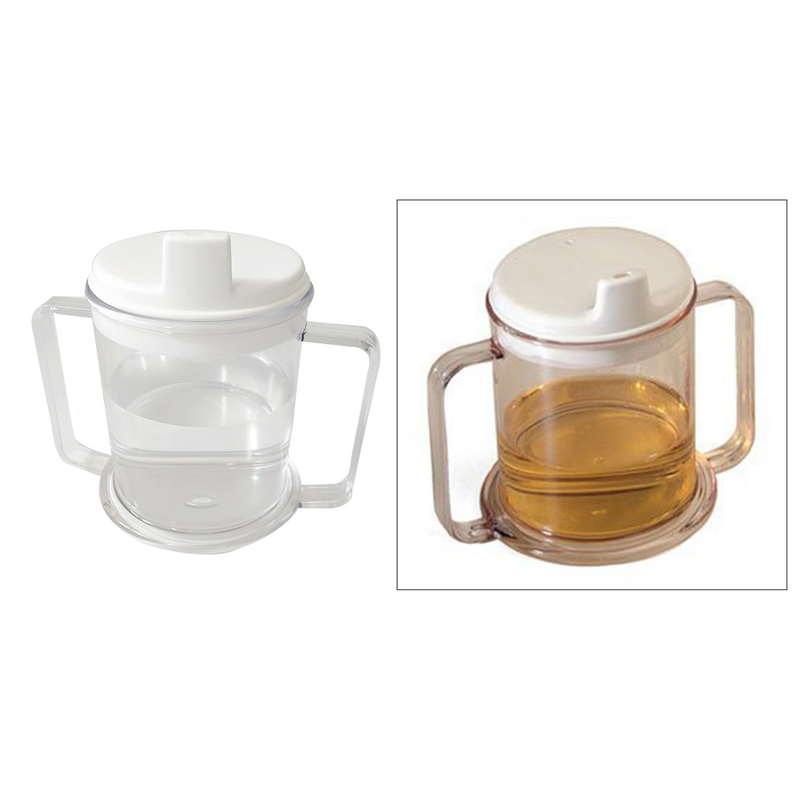 Wide Base Two Handled Mug with Lid, 10oz Sippy Cup Mug, Independent Drinking Aid Cup