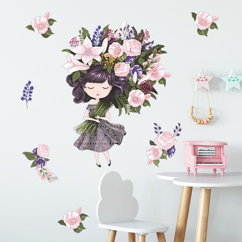 Kids Room Wall Decor Flower Children's Room Wallpaper Wall Stickers Girls Room Decor for Baby Wall Sticker Princess for Girls