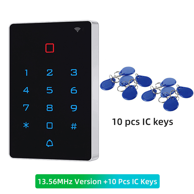 Contrôleur d'accès tactile, étanche, clavier RFID 2000 khz, lecteur de cartes, wi-fi, avec rétroéclairage, 26 entrées/sorties, application Tuya, 125 utilisateurs: AC and 10 IC key