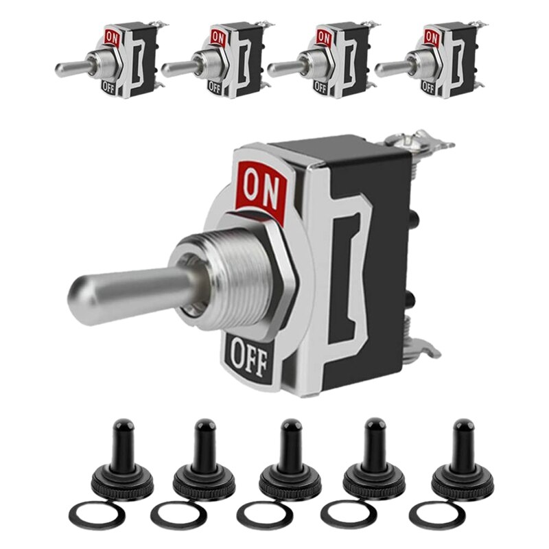 5Pcs/Lot 5X Toggle Switch Heavy Duty 20A 125V SPST 2 Terminal ON/OFF Car Waterproof ATV