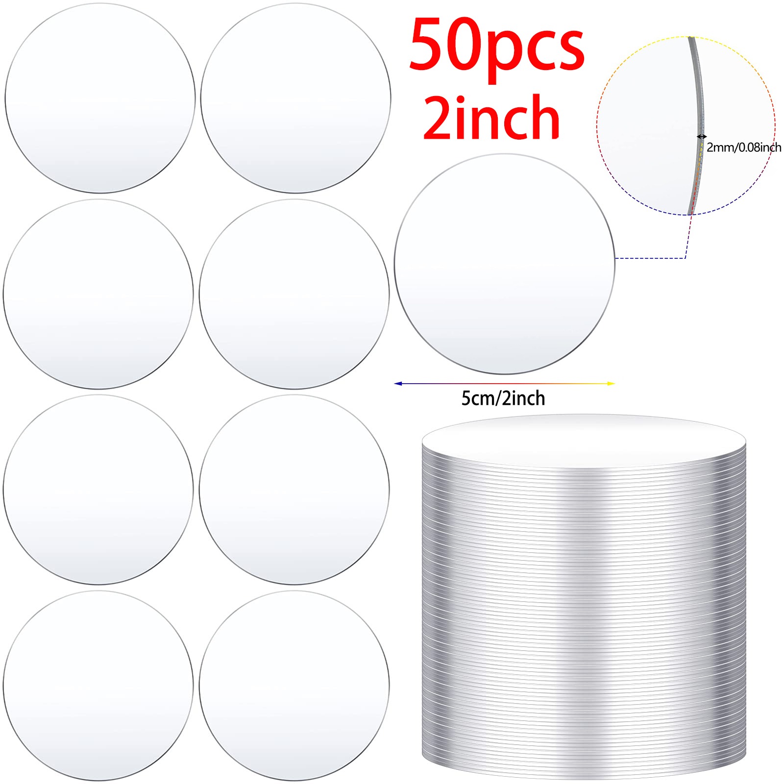 50/25 stycken klar akryl cirkel blankt ark runda akrylskivor för konstprojekt målning barn gör-det-själv hantverk 2/3 &quot; 2mm tjocka: 5cm 50 st
