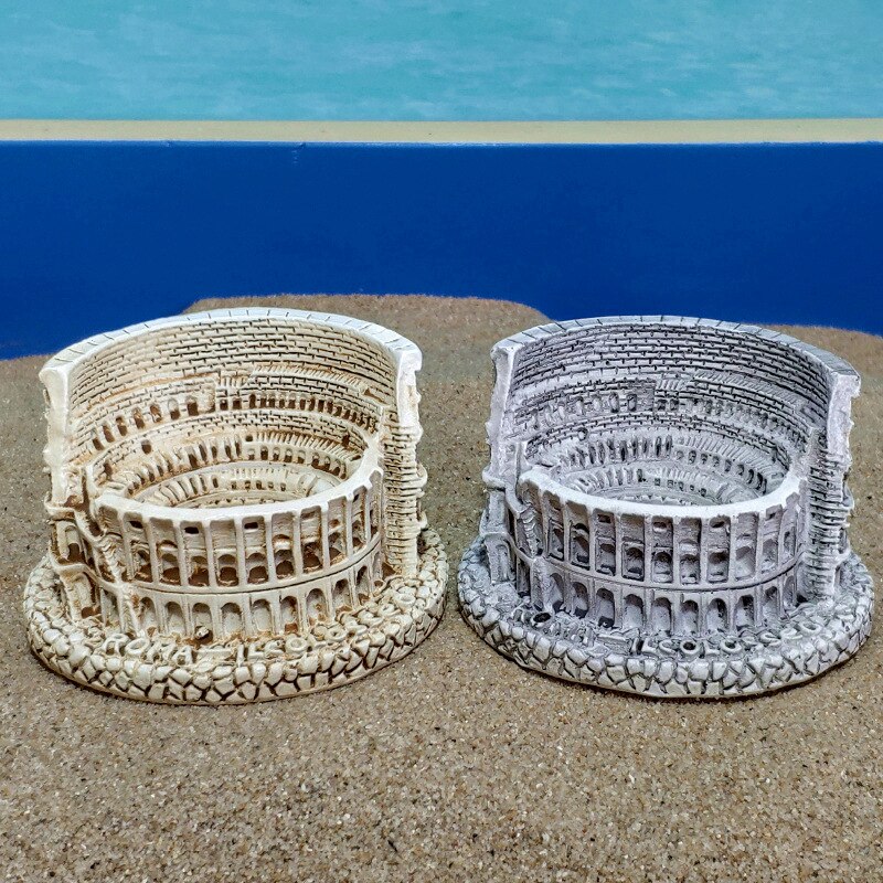 Simulation Ancient Rome Colosseum Resin Mini Statue Sand Table Building Desktop Decoration Classical Architecture Sculpture