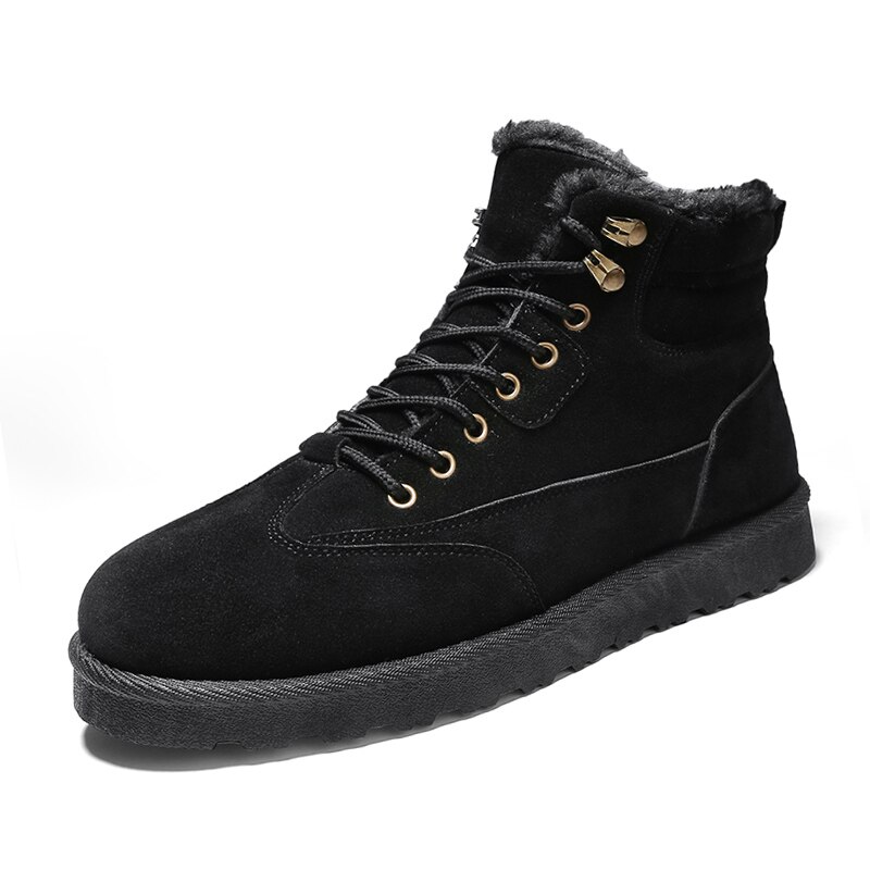 Winter Met Bont Heren Laarzen Mode Warm Enkel Laarzen Mannen Sneeuw Schoenen Outdoor Winter Laarzen Lace Up Wandelschoenen Botas hombre