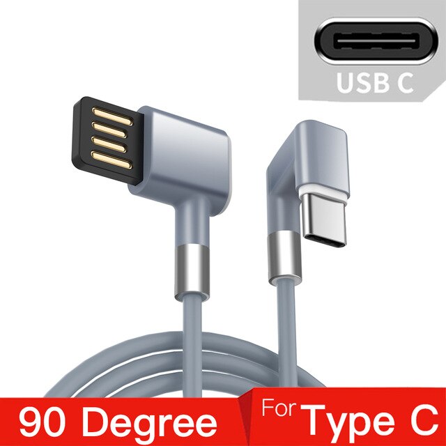 2.4A USB Tipo di Cavo C per Samsung S10 S20 180 ° Angolo di Veloce di Ricarica micro USB Cavo C per Xiaomi huawei Cavo Dati USB Del Telefono mobile: grigio for genere C