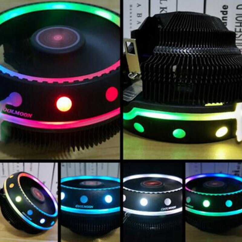 COOLMOON RGB CPU Cooler Heatsink LED 12V Intel for AMD PC Processor Desktop Cooling Radiator