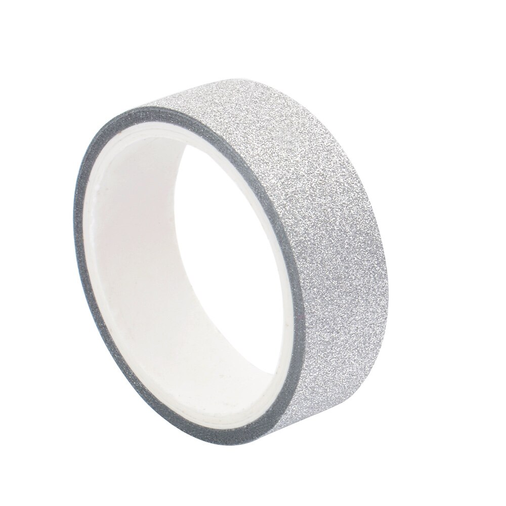Ensemble de rubans adhésifs Washi à paillettes de 15mm * 5m, papeterie japonaise, rubans adhésifs décoratifs pour Scrapbooking, Kawai Adesiva: silver