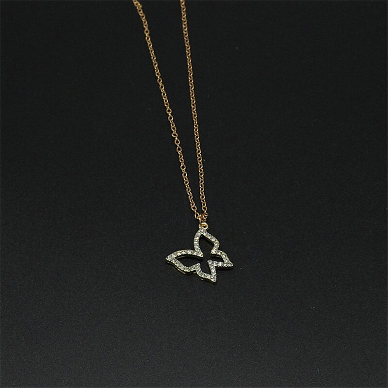 Colorful Beads Choker Women Shiny Pearl Shell Butterfly Pendant Necklace Double Layer Clavicle Chain Jewelry Accessories: 15