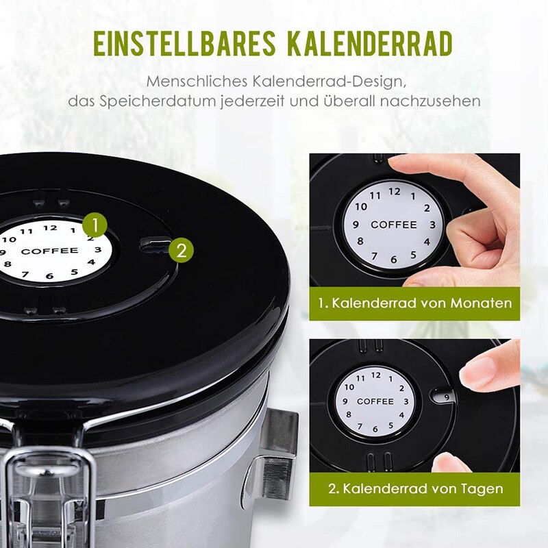 With Exhaust Valve Canister Sugar Coffee Bean Kitchen Sealed Can Vacuum Jar Food Tea Storage Container Pot Home Stainless Steel