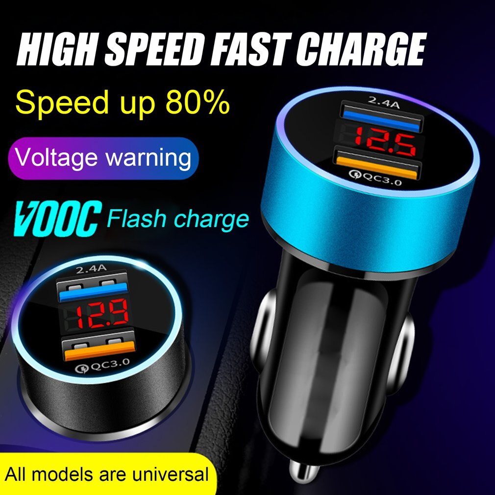Acessórios de automóvel dupla usb display digital carregador de carro portátil isqueiro do carro com display led carregador de carro