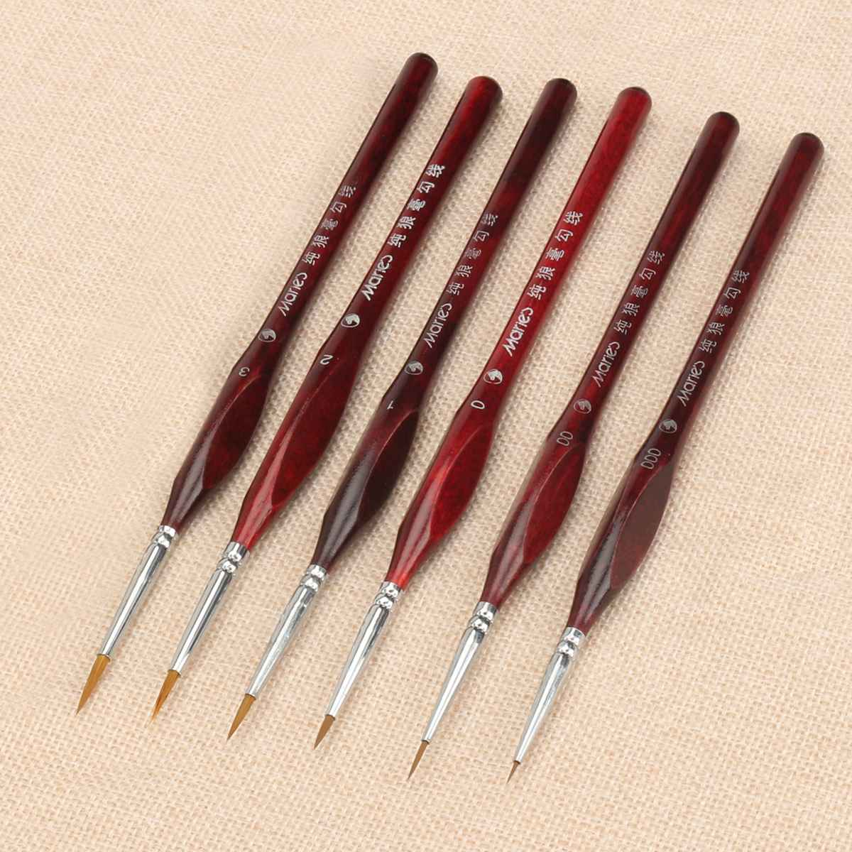 6PCS Best Selling Miniature Paint Brush Set Sable Hair Fine Detail Art Nail Model