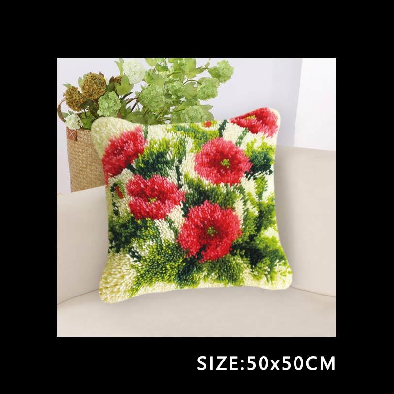 Latch Hook Flower Kits Do It Yourself Embroidery Knooppakket Latch Hook Pillow Borduurpakket Kussen Embroidery Package Pillow: ABZ135
