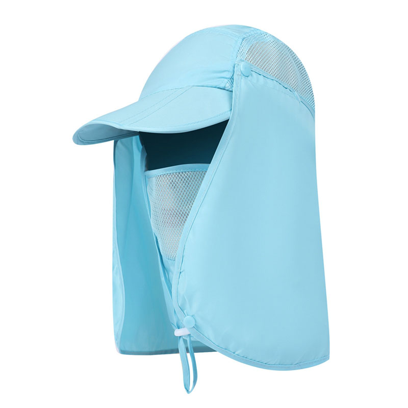 Gorros con solapa de nailon de secado rápido para exteriores, con correa para la barbilla, protección UV de 360 grados, mascarilla facial plegable empaquetable: TL