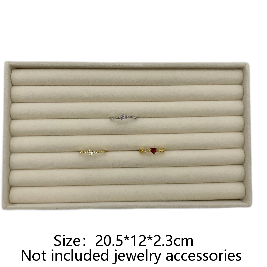 Fluwelen sieradendisplay Stapelbaar Prachtige sieradenhouder Draagbare ring Oorbellen Ketting Organizer Box Seguridad: Beige