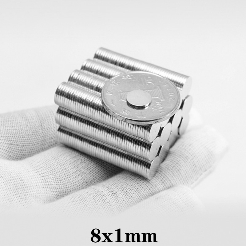 20 ~ 2000Pcs 8X1 Mm Krachtige Sterke Magnetische Magneet 8Mm X 1 Mm Permanente Neodymium Magneet disc 8X1 Mm Koelkast Kleine Ronde Magneet 8*1 Mm