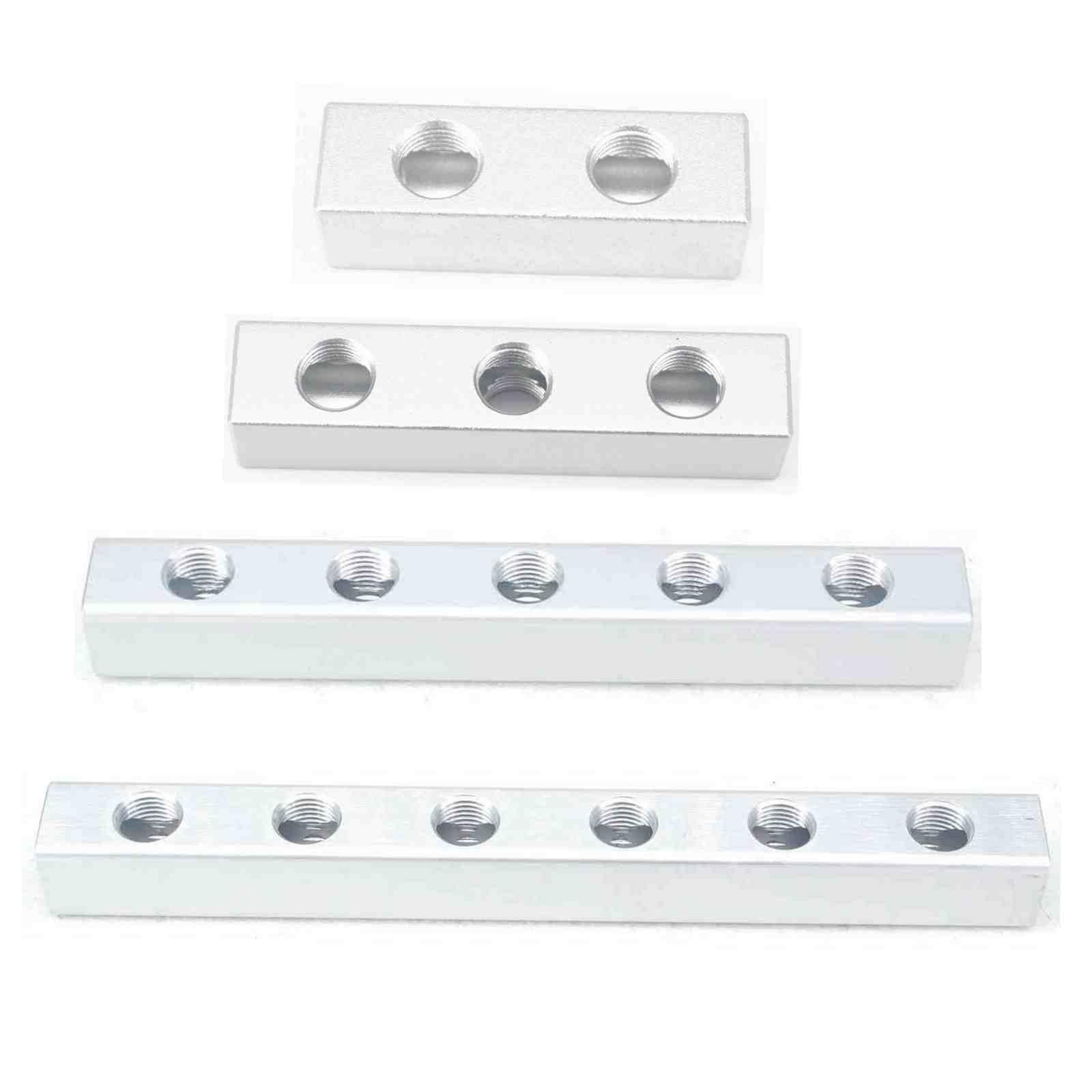 20x20mm 1/4" BSP 2-9 Ways Aluminum Pneumatic Fitting Manifold Block Splitter Air Water Gas Oil