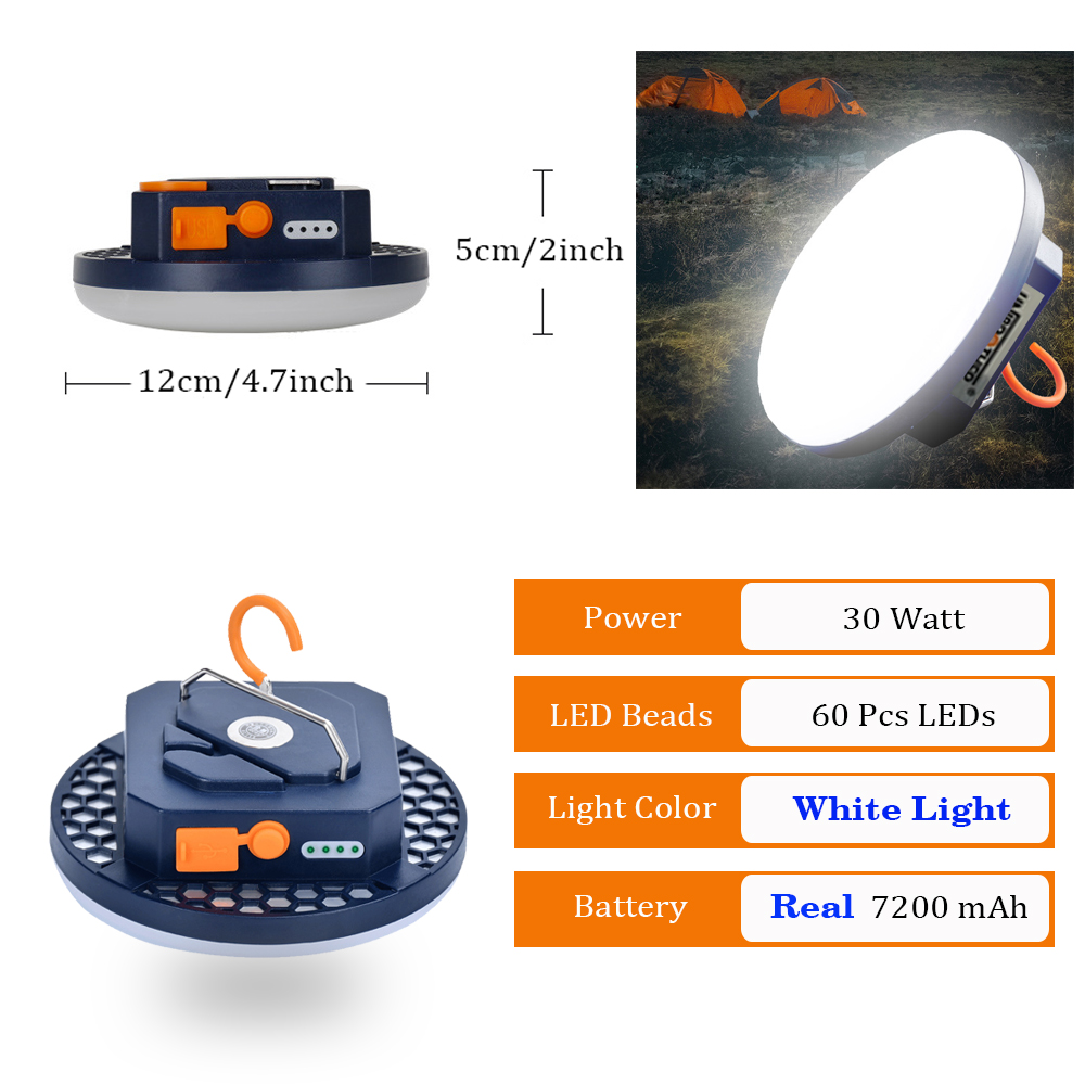 Lanterna de acampamento portátil recarregável luz forte lâmpada acampamento lâmpada led emergência alta potência tenda iluminação lanterna equipamentos: 10w