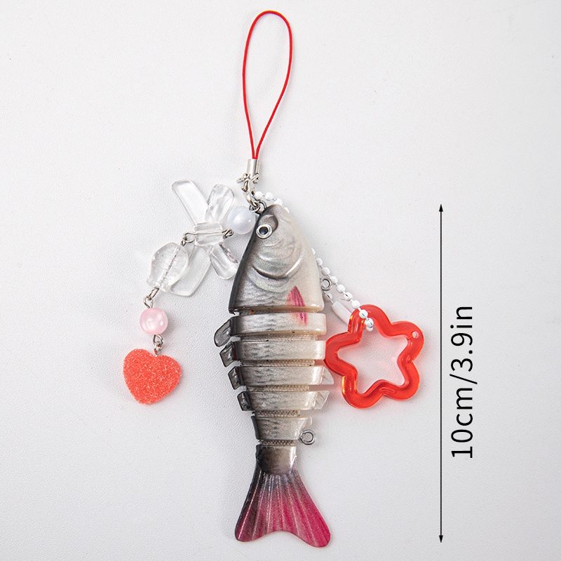 Porte-clés poisson mignon pour amoureux de la pêche, porte-clés de pêcheur, pendentif de sac de poisson, jolis bijoux pour Fans, de pêcheur: WHITE