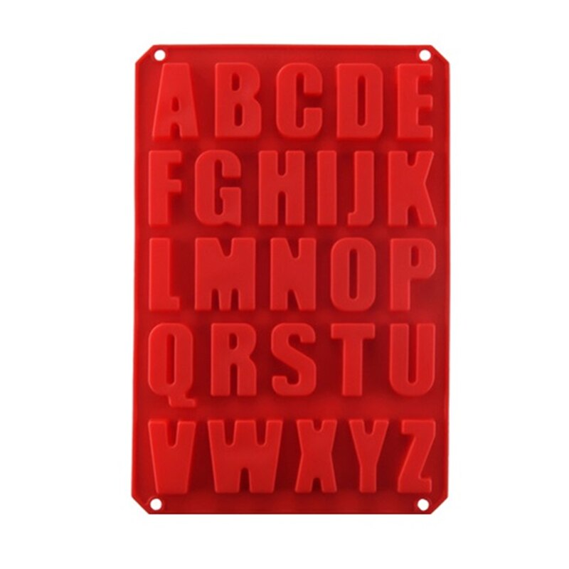 1Pc Grote Mallen Cijfers Letters Siliconen Mal 3D Fondant Mold Taarten Decoreren Gereedschap Diy Keuken Bakvormen: ABC red