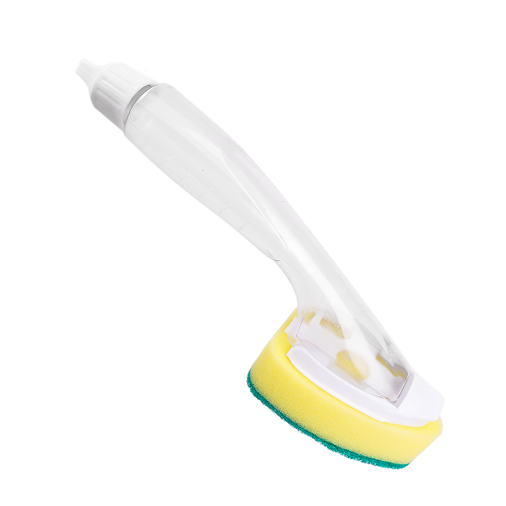 Herramienta de limpieza de cocina, cepillo para fregar platos con mango largo, dispensador de jabón líquido recargable, sartenes, tazón, esponja para lavar platos, toallita para ollas: Azul