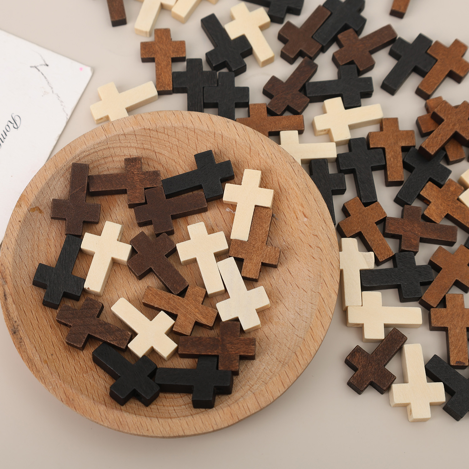 20/80pcs Wood Crosses Charms for DIY Jewelry Marking Finding Bracelet Necklace Small Cross Jewelry Pendants Components
