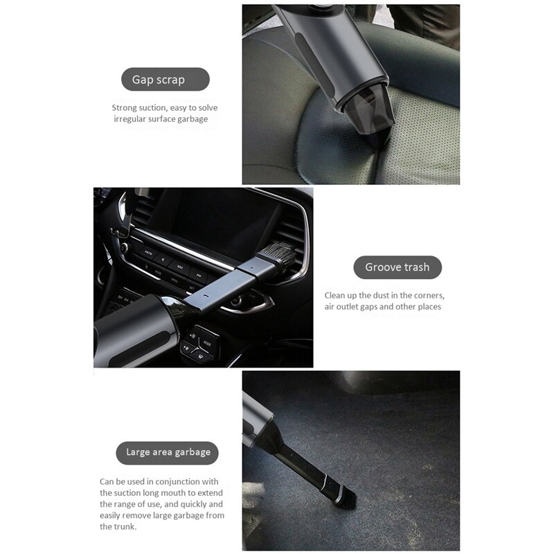 Novel-4000Pa Corded Car Vacuum Cleaner Portable Wireless Handheld Auto Vacuum Cleaner Robot for Car Interior & Home & Computer C