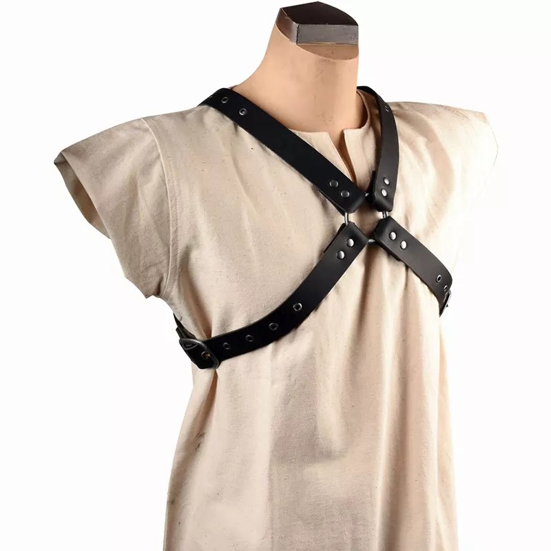 Mittelalterlichen Leder Strumpf Schulter Harness Gothic Punk Brust Gürtel Renaissance Kostüm Zubehör Verstellbare Vintage Hosenträger Gurt: Black